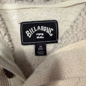Billabong Sherpa Lined Hoodie Cream Pullover Size Medium